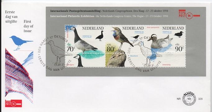 Hollanda 1994 Hayvanlar, Kuşlar Blok FDC