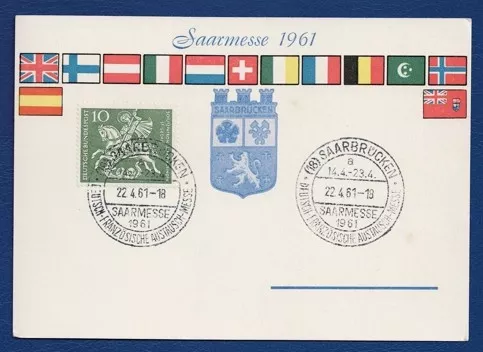 Saarmesse 1961 Kartpostal – Saarbrücken Armalı ve Özel Damgalı