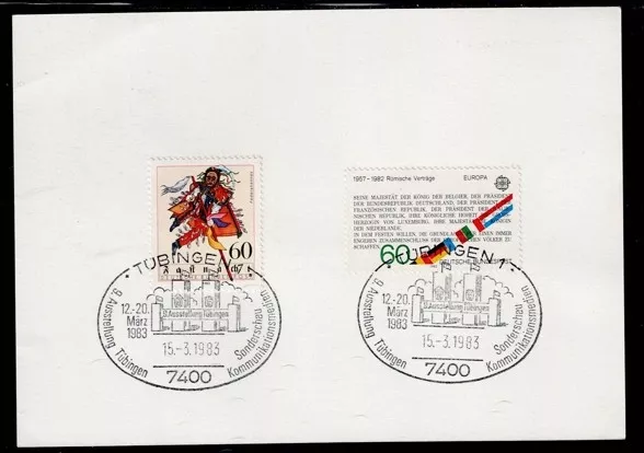 1983 Tübingen özel damgası ile hazırlanmış bir anma posta kartı (FDC/Ersttagsbrief)
