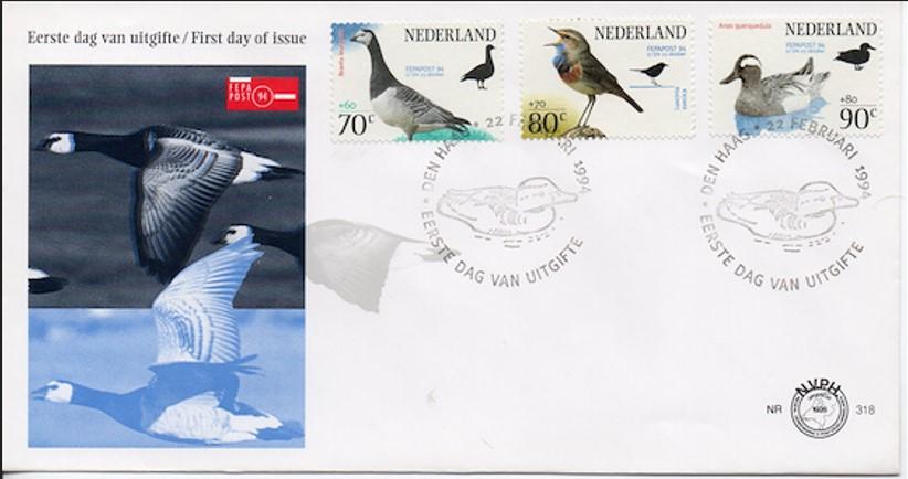Hollanda 1994 Hayvanlar, Kuşlar FDC
