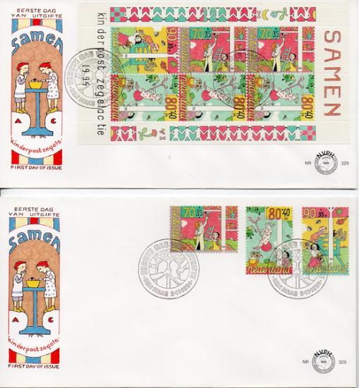 Hollanda 1994 Yardım Pulları, Hayırseverlik Çocuk Bakımı 2’li FDC Set