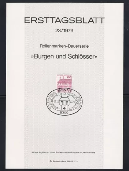 1979 Almanya ETB 23 – Burgen und Schlösser İlk Gün Sayfası