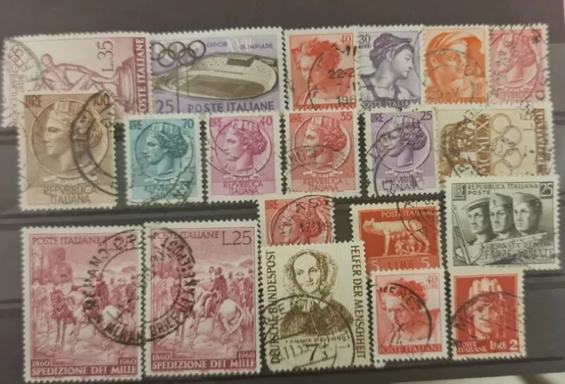 İtalya ve Almanya Vintage Damgalı Pullar – Spedizione dei Mille, Olimpiyat ve Florence Nightingale