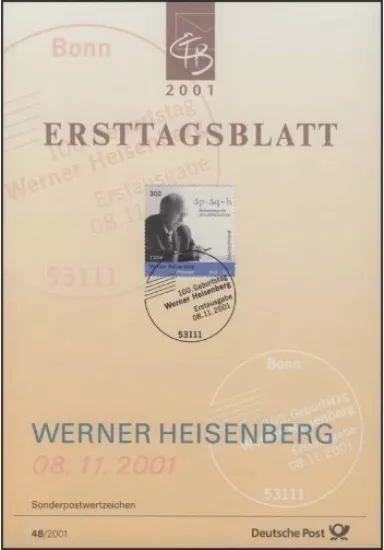 Almanya ETB 48/2001 – Werner Heisenberg 100. Geburtstag