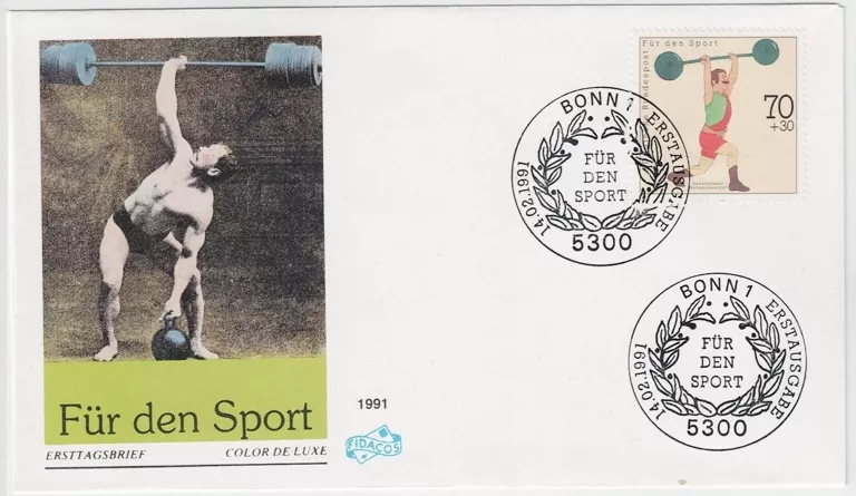 Almanya 1991 Spor Yardımı; Halter (Bonn) FDC
