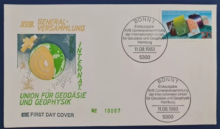Almanya 1983 Uluslararası Jeodezi ve Jeofizik Birliği (IUGG) Genel Kurulu, Hamburg, FDC Bonn