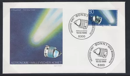 ALMANYA 1986Halley Kuyruklu Yıldızı ESA Giotto Görevi Uzay FDC