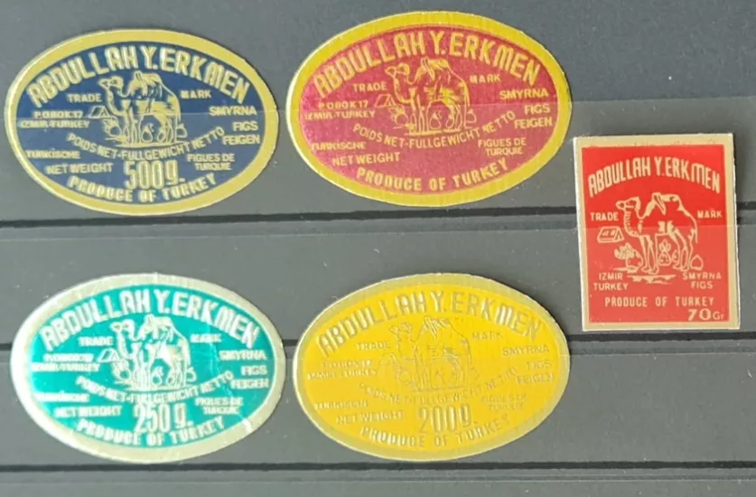 Abdullah Y. Erkmen İzmir İncir Etiketleri, 5 Adetlik  Lot