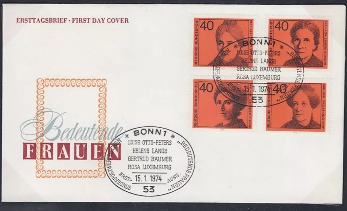Almanya 1974 Önemli Alman Kadınları FDC