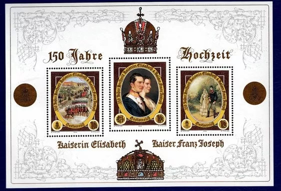 2004 Avusturya Koleksiyonluk Mnh Blok Pul – Elisabeth & François-Joseph Düğün 150. Yıl