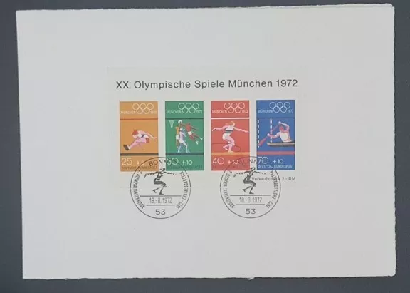 1972 Münih Olimpiyatları Anma Pul Serisi – Spor Temalı Koleksiyonluk Kartta