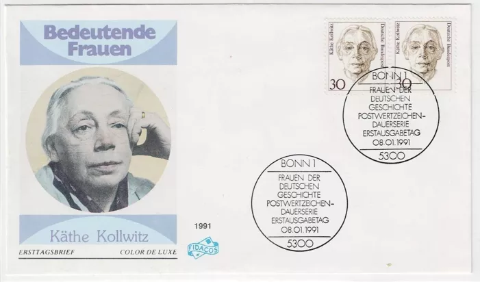 Almanya 1991 Alman tarihinin kadınları; Käthe Kollwitz FDC