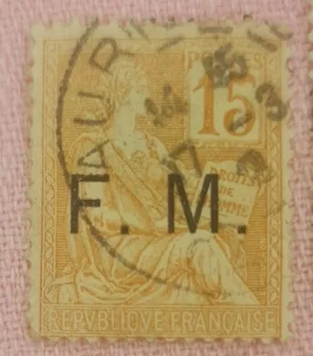 Fransa 19 01Damgalı F.M Overprint Askeri Posta Pulu