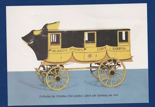 Postkutsche Kartpostalı – Lübeck ve Hamburg Arasında 1845 Diligence, Schloss Veldenz Kartpostalı – Cramers Kunstanstalt Basımı