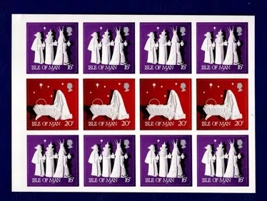 Isle of Man 1991 Kültürel Figürler 12’lik Sticker Pul Bloğu