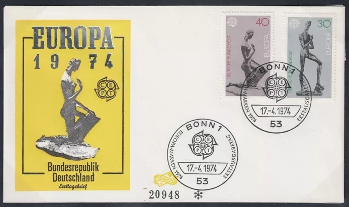 Almanya 1974 Europa Cept, Heykeller FDC