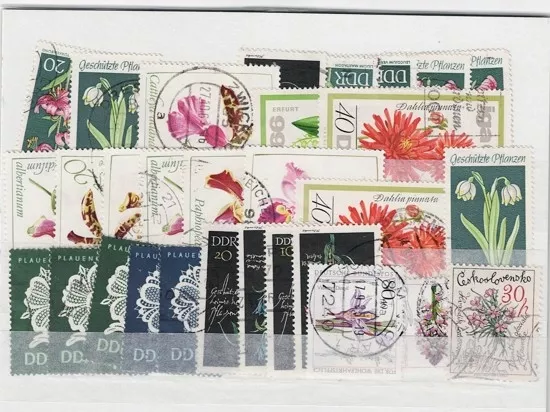 Karışık Flora Damgalı Koleksiyonluk Pullar