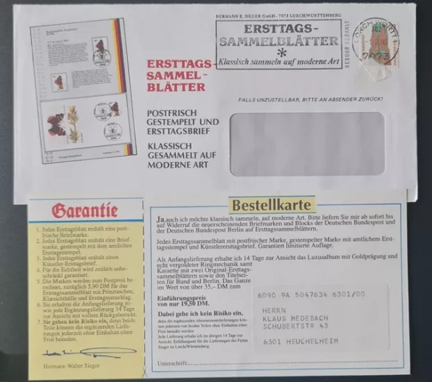 Hermann E. Sieger Ersttags-Sammelblätter 1973 Zarfı – Koleksiyonluk