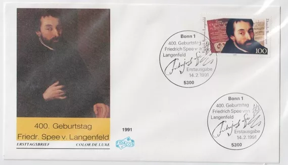 Almanya 1991 Friedrich Spee von Langenfeld’in 400. doğum yıldönümü FDC