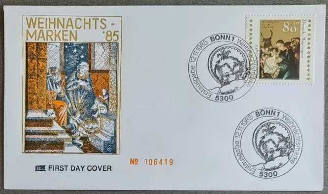 Almanya 1985 Noel, FDC, Bonn