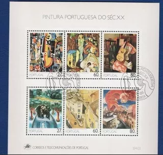 1988 Portekiz 20. Yüzyıl Resimleri Damgalı MNH 6’lı Blok