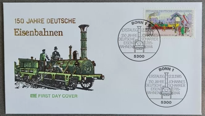 Almanya 1985 Alman demiryollarının 150 yılı FDC, Bonn