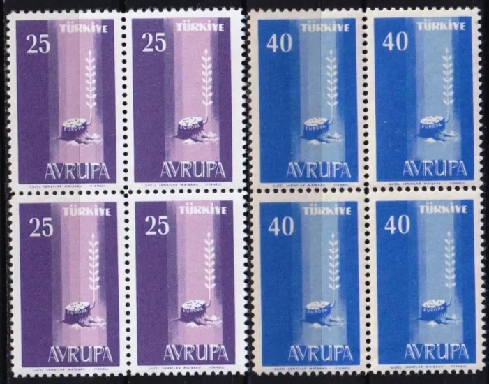 1958 EUROPA CEPT TÜRKİYE 4’LÜ BLOK MNH