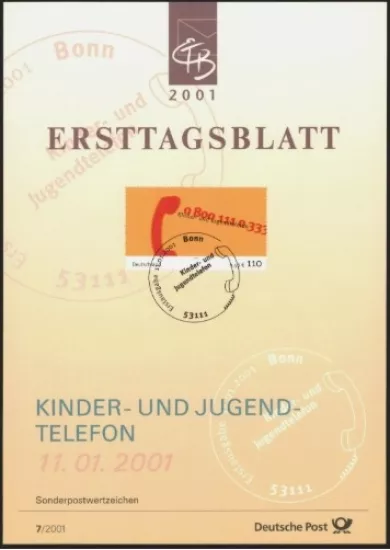 Almanya ETB, Ersttagsblatt 7/2001 – Kinder- und Jugendtelefon