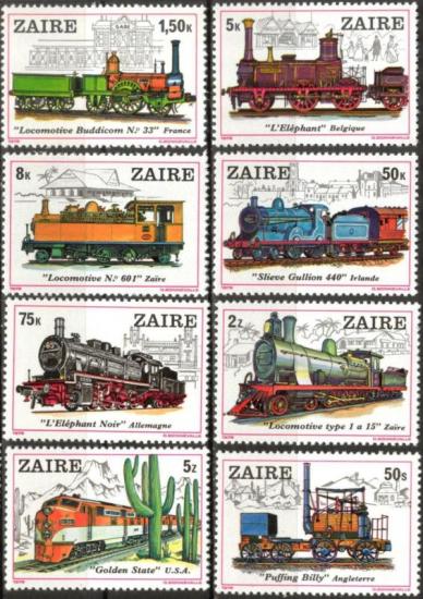 Zaire 1980 Trenler – Lokomotifler Tematik Pul Serisi