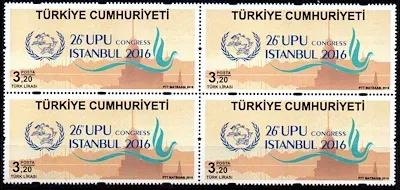 2016 26. DÜNYA POSTA BİRLİĞİ UPU KONGRESİ 4’LÜ MNH