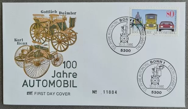 Almanya 1985 Otomobilin 100. Yılı FDC, Bonn 