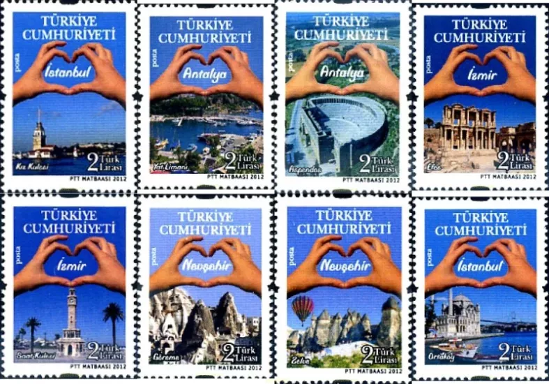 2012 TURİZM KONULU SÜREKLİ POSTA PULLARI MNH SERİ