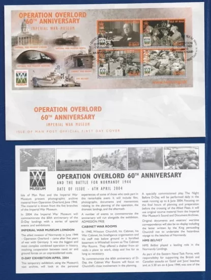 2004 Isle of Man Post tarafından çıkarılan “Operation Overlord – 60. Yıl” anma zarfı ve bilgi kartı