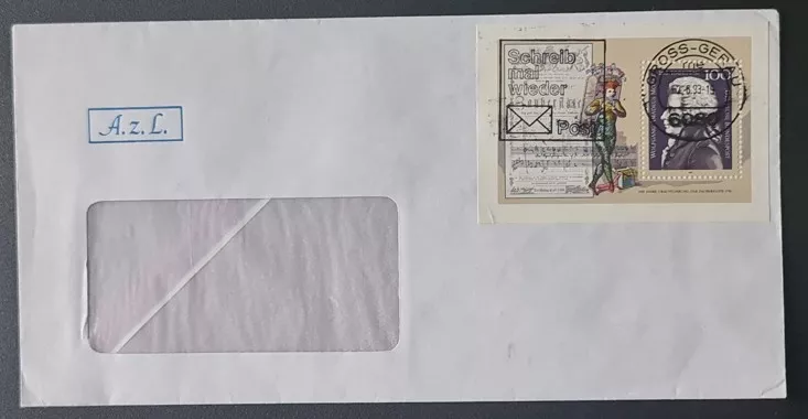 Alman 1993 Zarfı – “Schreib mal wieder” Pulu