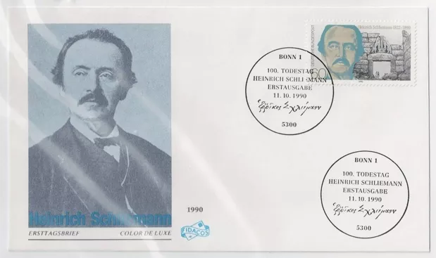 Almanya 1990 Heinrich Schliemann’ın ölümünün 100. yıldönümü FDC