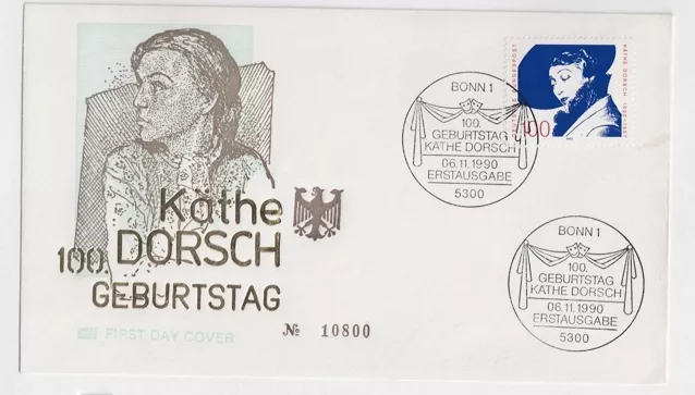 Almanya 1990 Bund Käthe Dorsch FDC 
