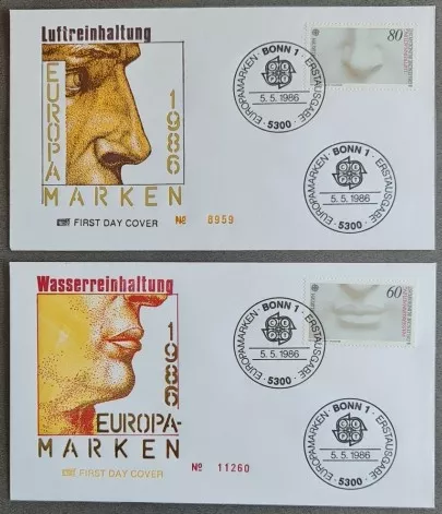 Almanya 1986 Avrupa: Doğa ve çevrenin korunması, Europa cept FDC, Bonn