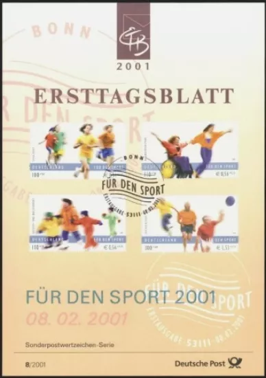 Almanya ETB, Ersttagsblatt 8/2001 – Für den Sport 2001