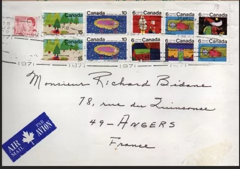 Canada 1971 Air Mail Zarfı – Vintage Pullar, Postadan Geçmiş.