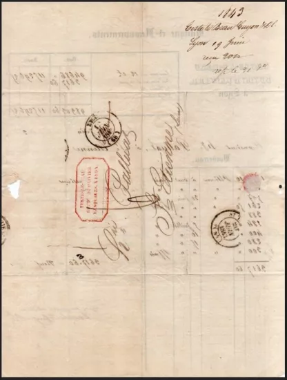 1849 lyon bankacılık belgeleri – teste-le-beau & tissier-fau damgalı efemera