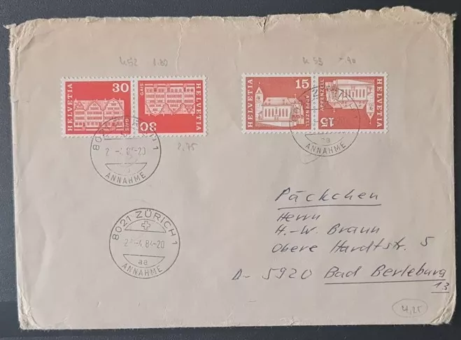  Helvetia Mimari Pulları Zarfı – Zürich 1984