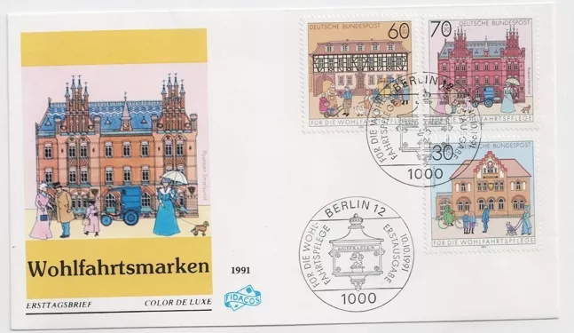Almanya 1991 Wohlfahrt: Almanya’daki tarihi postahaneler FDC