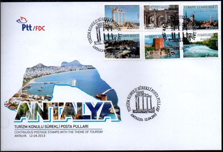 2013 TURİZM KONULU SÜREKLİ POSTA (ANTALYA) FDC
