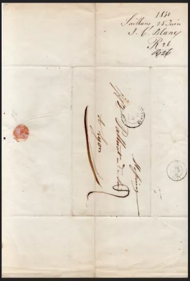 1856 Saillans mektubu – monsieur rolland’a yazılmış posta efemera