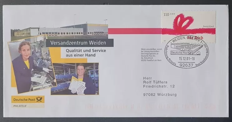 Deutsche Post Philatelie Anma Zarfı – Weiden 2001