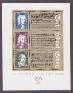 ALMANYA DDR 1985 Johann Sebastian Bach, George Frideric Handel ve Heinrich Schütz Blok