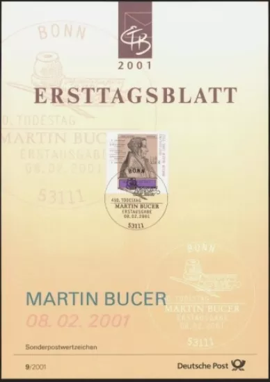 Almanya ETB, Ersttagsblatt 9/2001 – 450. Ölüm Yıldönümü Martin Bucer
