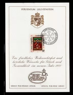 1988 Vaduz – Liechtenstein Noel Özel Damgalı Kart Pullu