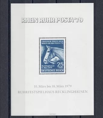 1979 Recklinghausen Rhein Ruhr Posta ’79 Anma Bloğu MNH– Filateli Sergisi Koleksiyonluk