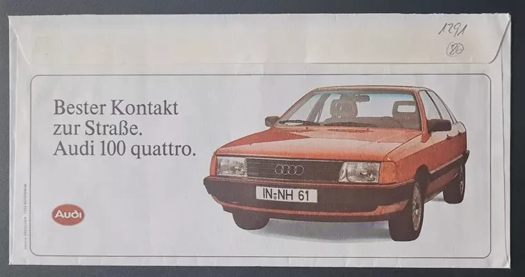 Audi 100 Quattro Reklam Zarfı – Vintage Otomotiv Koleksiyonu